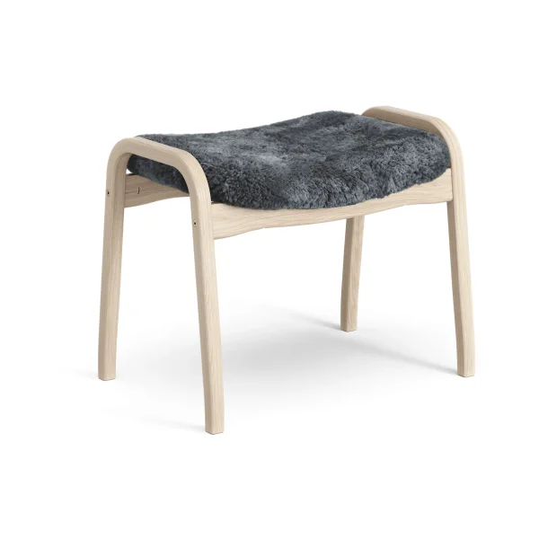 Swedese Lamino footstool Sheepskin Charcoal-white pigmented oak