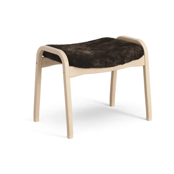 Swedese Lamino footstool Sheepskin Espresso-lacquered beech