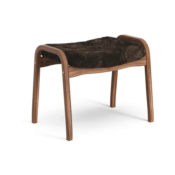 Swedese Lamino footstool Sheepskin Espresso-oiled walnut