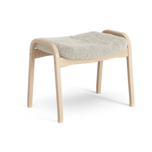 Swedese Lamino footstool Sheepskin Moonlight-lacquered beech