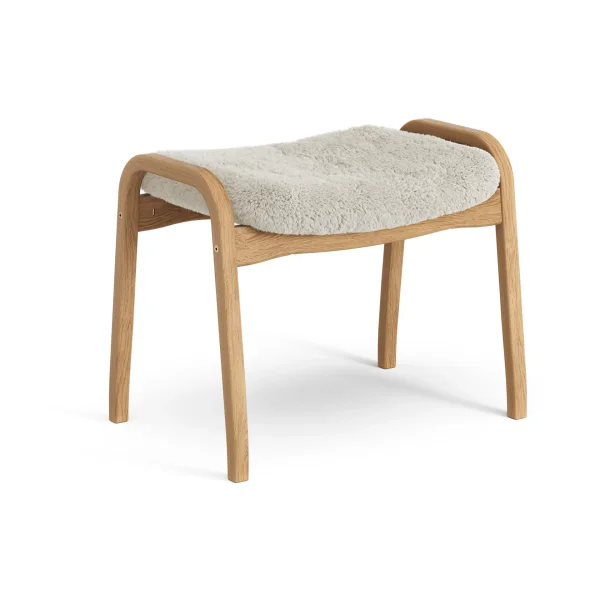 Swedese Lamino footstool Sheepskin Moonlight-oiled oak