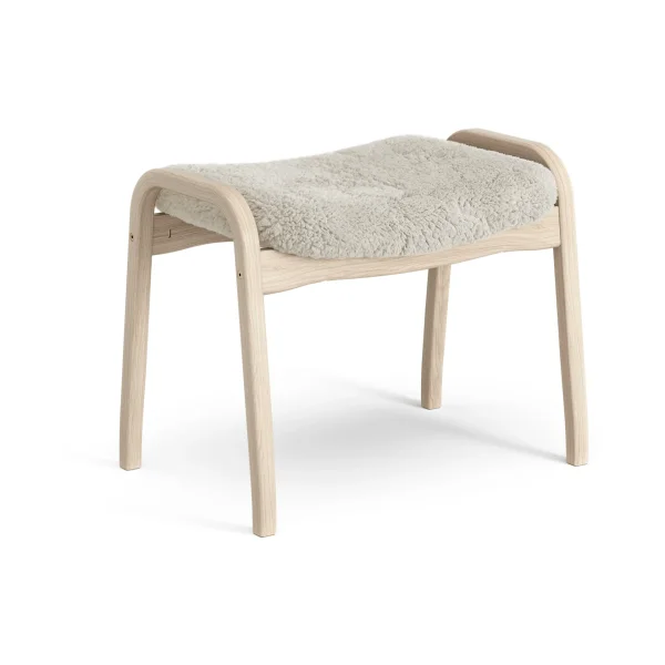 Swedese Lamino footstool Sheepskin Moonlight-white-pigmented oak