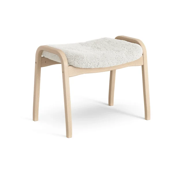 Swedese Lamino footstool Sheepskin Off white-lacquered beech