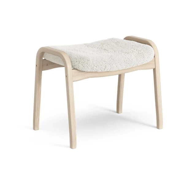 Swedese Lamino footstool Sheepskin Off white-white pigmented oak
