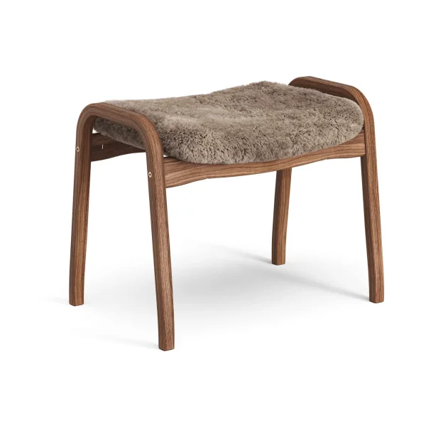 Swedese Lamino footstool Sheepskin Sahara-lacquered walnut