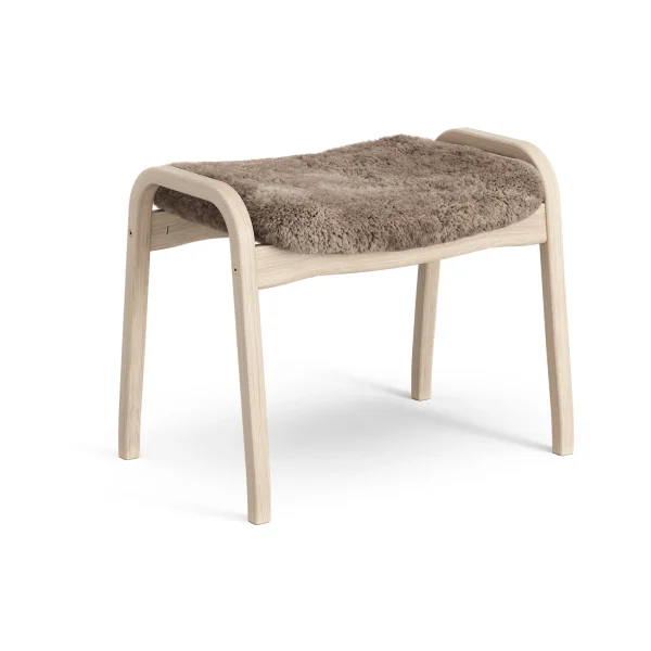 Swedese Lamino footstool Sheepskin Sahara-white pigmented oak
