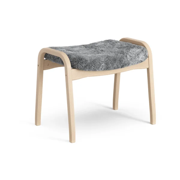 Swedese Lamino footstool Sheepskin Scandinavian grey-lacquered beech