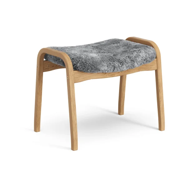 Swedese Lamino footstool Sheepskin Scandinavian grey-oiled oak