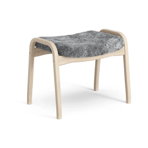 Swedese Lamino footstool Sheepskin Scandinavian grey-white pigmented oak