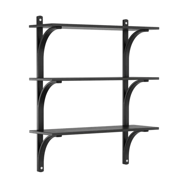Swedese Levi shelf 3 shelves Black stained ash-aluminium, 90 cm