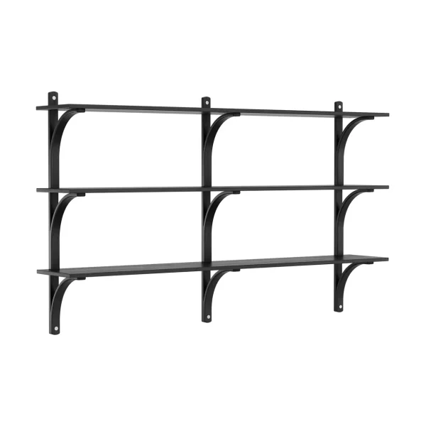 Swedese Levi shelf 3 shelves Black-stained ash-aluminum, 180 cm