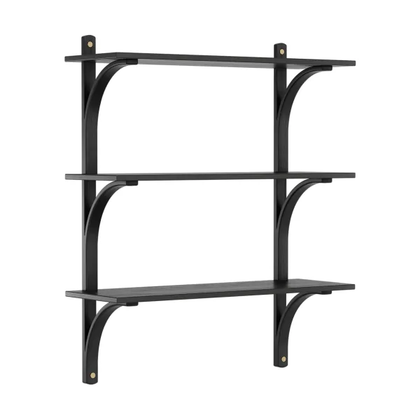 Swedese Levi shelf 3 shelves Black-stained ash-brass, 90 cm