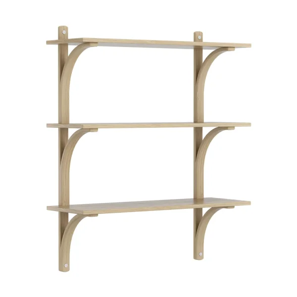 Swedese Levi shelf 3 shelves Clear lacquered oak-aluminium, 90 cm