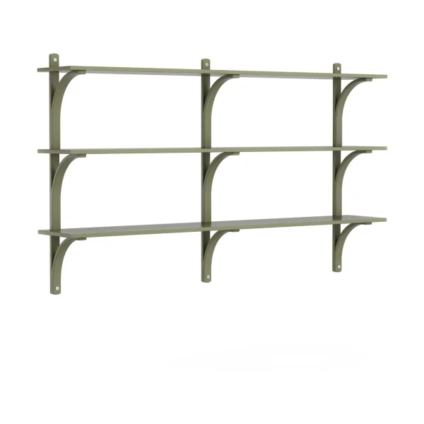 Swedese Levi shelf 3 shelves Moss green-aluminium, 180 cm