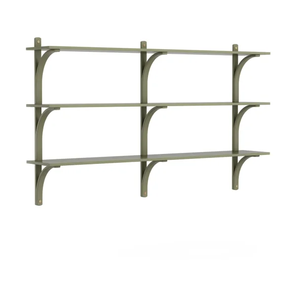 Swedese Levi shelf 3 shelves Moss green-brass, 180 cm