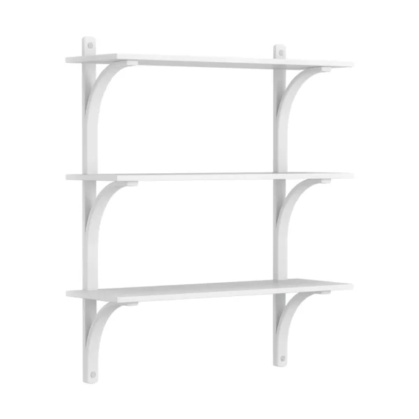 Swedese Levi shelf 3 shelves White lacquered ash-aluminium, 90 cm