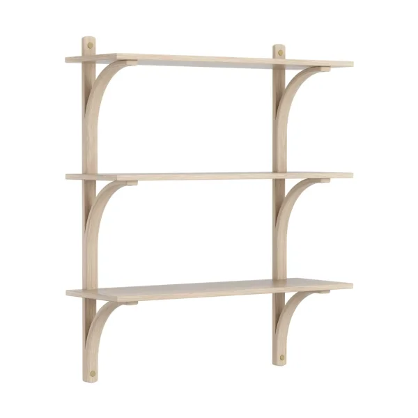 Swedese Levi shelf 3 shelves White-pigmented oak-brass, 90 cm