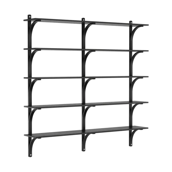 Swedese Levi shelf 5 shelves Black-stained ash-aluminum, 180 cm