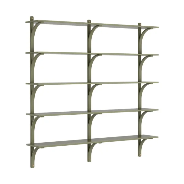 Swedese Levi shelf 5 shelves Moss green-brass, 180 cm