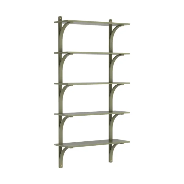 Swedese Levi shelf 5 shelves Moss green-brass, 90 cm