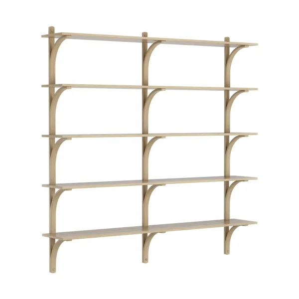 Swedese Levi shelf 5 shelves Natural lacquered oak-brass, 180 cm
