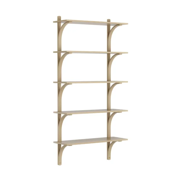 Swedese Levi shelf 5 shelves Natural lacquered oak-brass, 90 cm