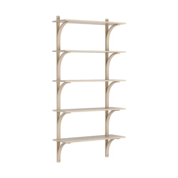 Swedese Levi shelf 5 shelves White-pigmented oak-brass, 90 cm