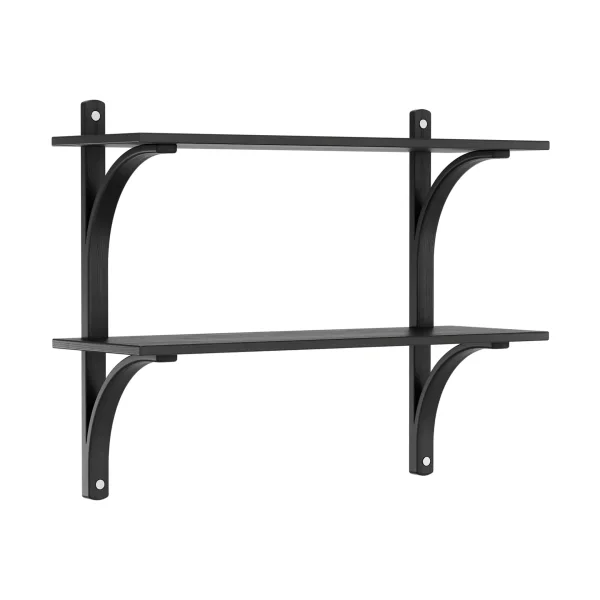 Swedese Levi shelf Black ash-stainless steel, 2 shelves, 90 cm