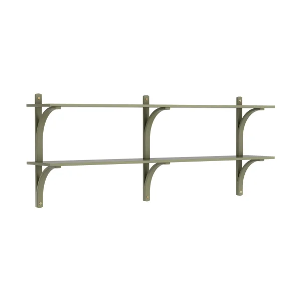 Swedese Levi shelf Moss green-brass, 2 shelves, 180 cm