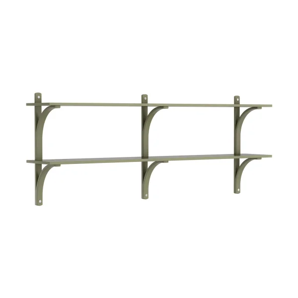 Swedese Levi shelf Moss green-stainless steel, 2 shelves, 180 cm