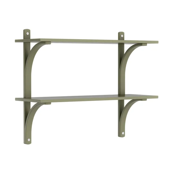 Swedese Levi shelf Moss green-stainless steel, 2 shelves, 90 cm