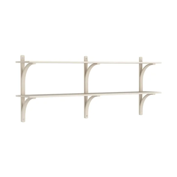 Swedese Levi shelf White-pigmented ash-stainless steel, 2 shelves, 180 cm