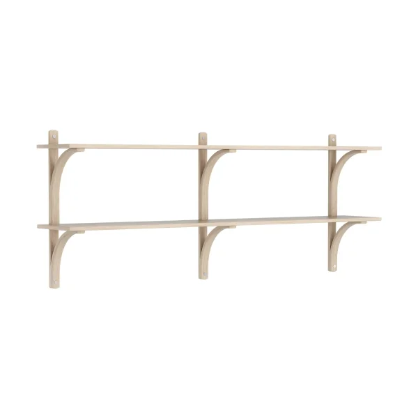 Swedese Levi shelf White-pigmented oak-stainless steel, 2 shelves, 180 cm