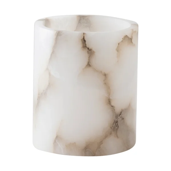 Tell Me More Alabaster candle holder White-beige, M 14 cm