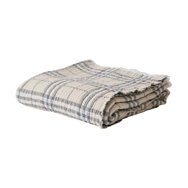 Tell Me More Milton cotton throw 140x200 cm Beige-white-dark grey