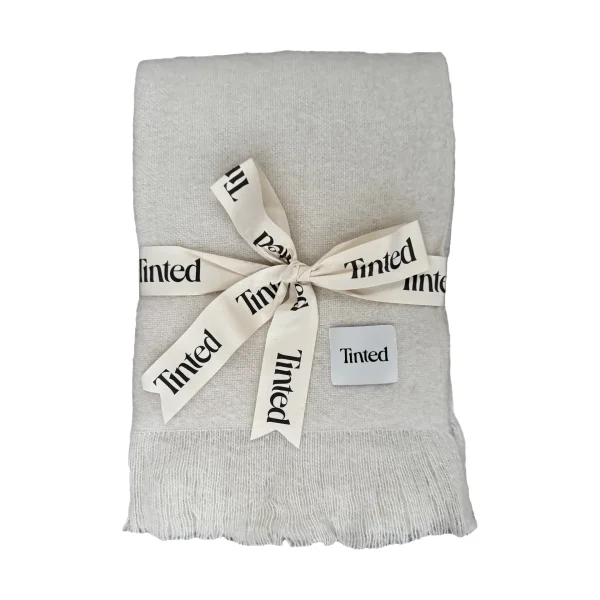 Tinted Fingal wool throw Solid off white-natural, 130x170 cm