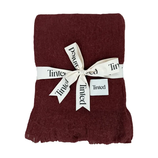 Tinted Fingal wool throw Solid wine red, 130x170 cm