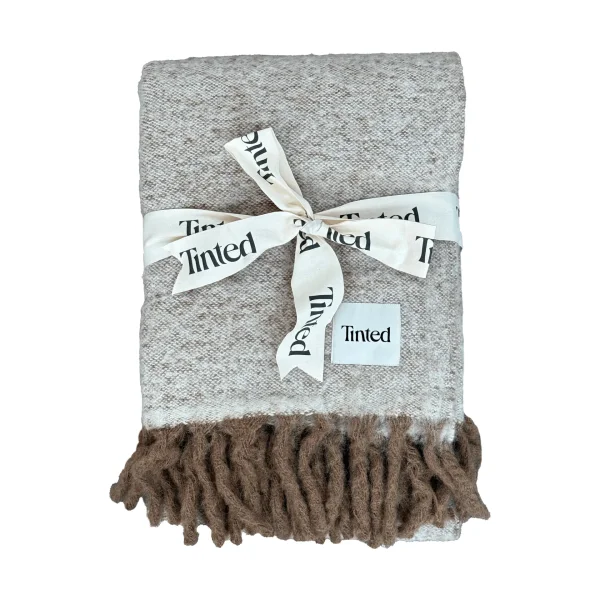 Tinted Fridh mohair throw Brown–off white, 130x170 cm