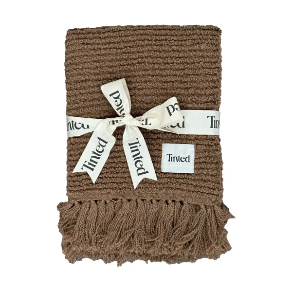 Tinted Janzen bouclé throw Solid natural brown, 130x170 cm