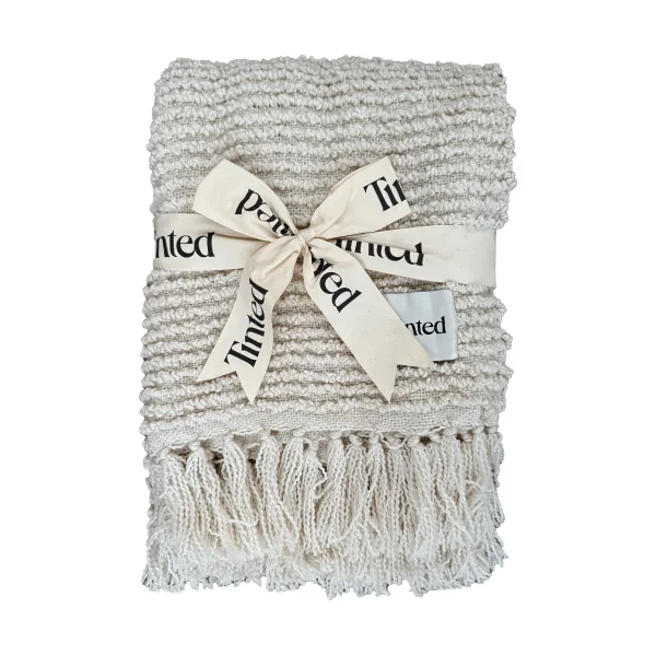 Tinted Janzen bouclé throw Solid off-white-natural, 130x170 cm