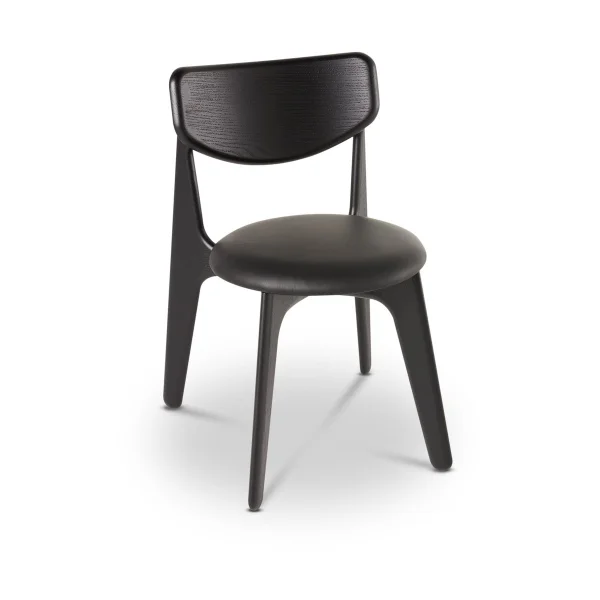 Tom Dixon Slab dining chair upholstered seat Black oak-black leather