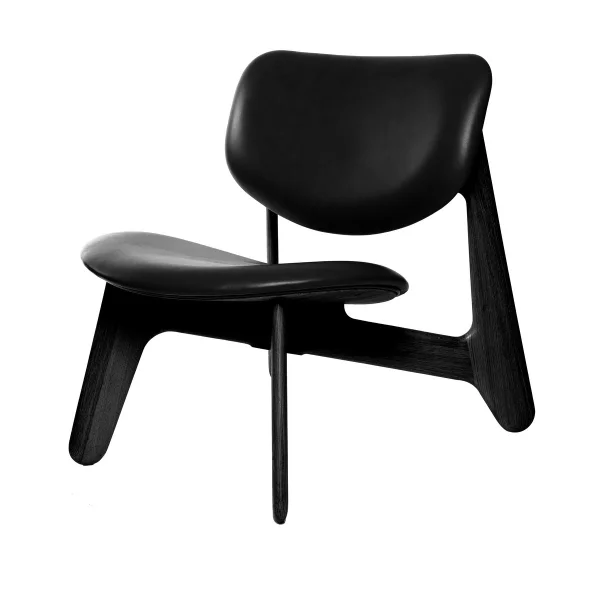 Tom Dixon Slab lounge chair upholstered seat Black ash-black leather