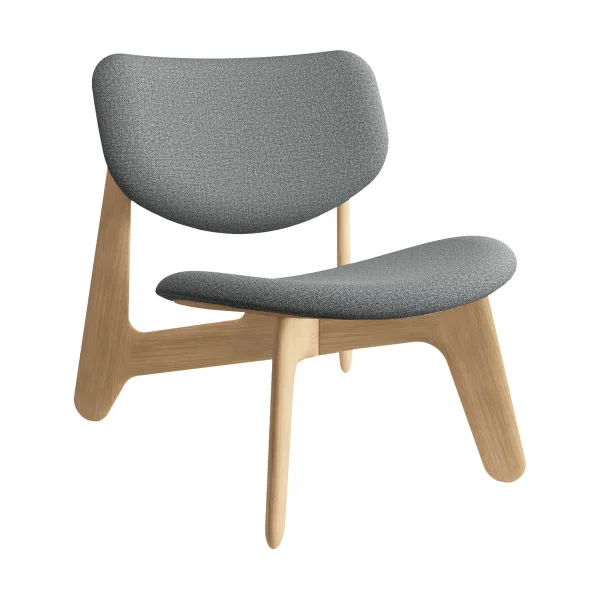 Tom Dixon Slab lounge chair upholstered seat Natural brushed oak-Hallingdal 0130 mid grey