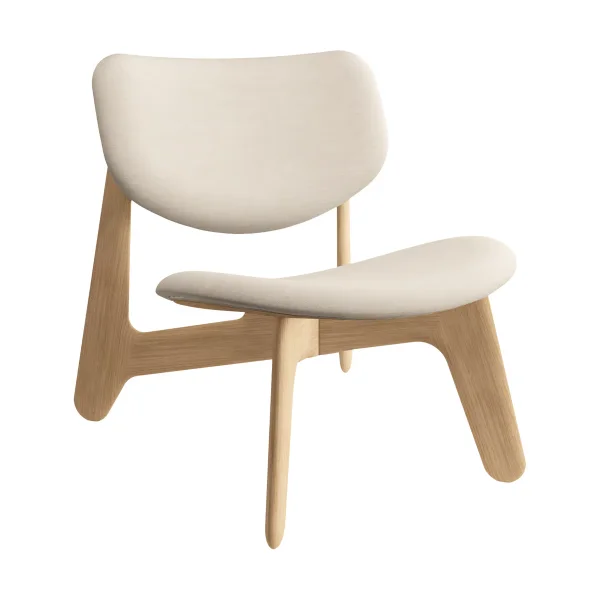 Tom Dixon Slab lounge chair upholstered seat Natural brushed oak-Linara 05 CMHR Cream