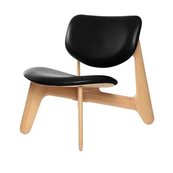 Tom Dixon Slab lounge chair upholstered seat Natural oak-black leather