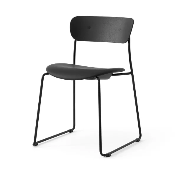 &Tradition Pavilion AV52 chair upholstered seat Black-Noble leather Black