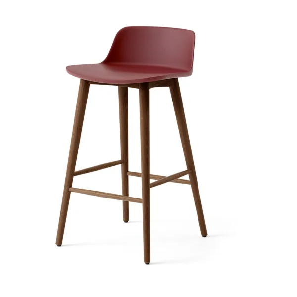 &Tradition Rely HW118 bar stool Red brown-lacquered walnut, 65 cm