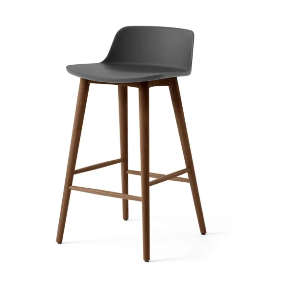 &Tradition Rely HW118 bar stool Stone grey-lacquered walnut, 65 cm