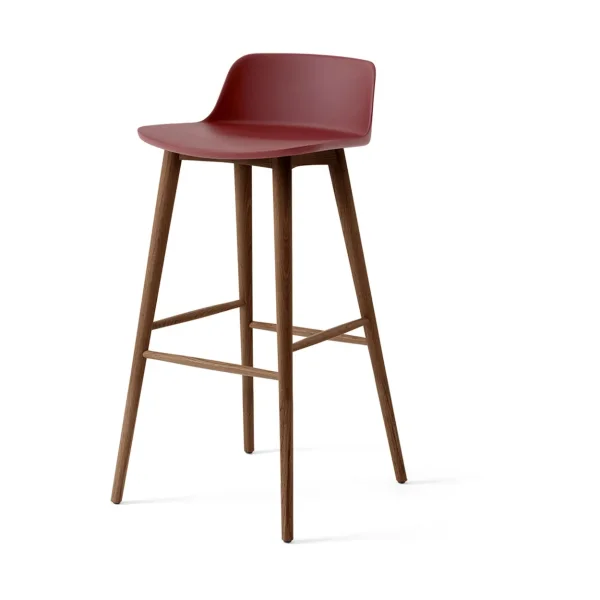 &Tradition Rely HW123 bar stool Red brown-lacquered walnut, 75 cm