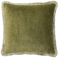 Venetia Olive, Sustainable Feather, Cushion - Andrew Martin Sophie Paterson With Trim/Fringe & Velvet Plain